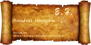 Bonyhai Havaska névjegykártya